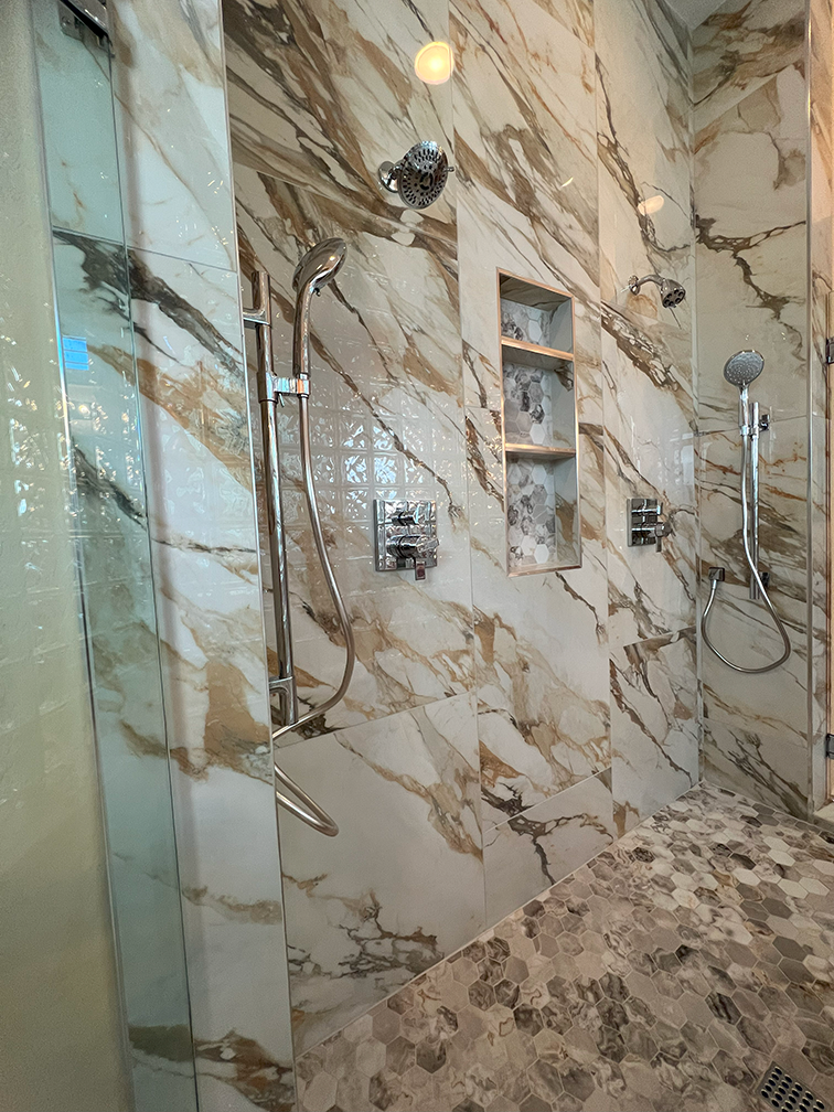 full tile bathroom remodel - walk in shower